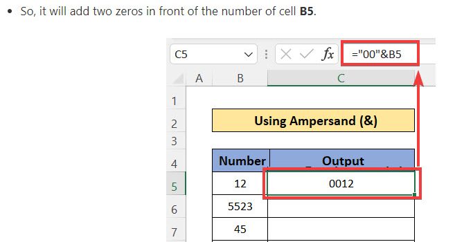 How to add 0 in excel row